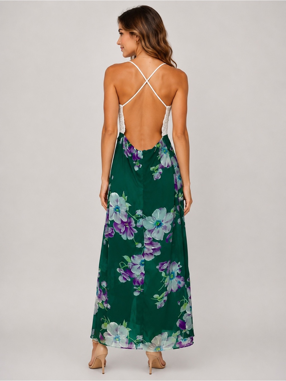 Fancyinn Teal and White Lace Dress